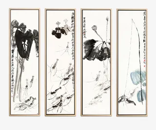 书房水墨装饰画免抠