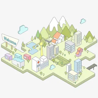 矢量城市缩影免抠