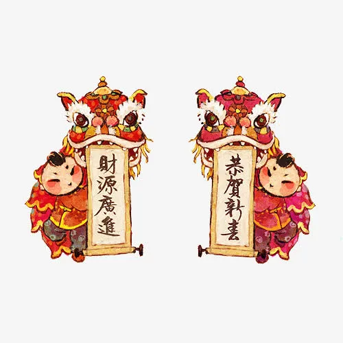 传统舞狮子免抠