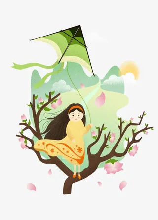 38女神节卡通手绘女孩设计免抠