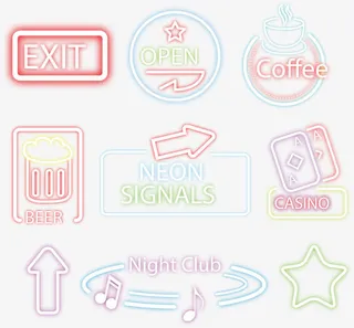 矢量手绘霓虹灯招牌免抠