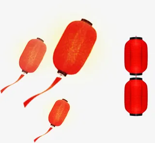 飘扬的红色灯笼免抠