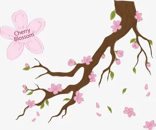 飘落的桃花花瓣免抠