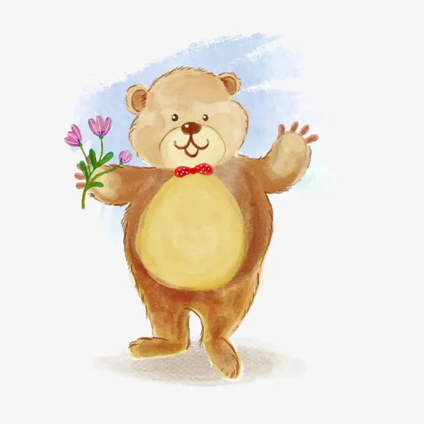 矢量送花小熊免抠