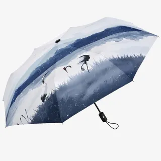 浅色古风古韵水墨伞免抠