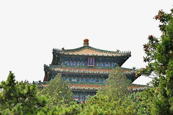 绿意盎然的屋檐角免抠
