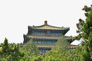 绿意盎然的屋檐角免抠