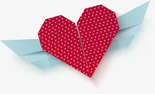情人节红色折纸爱心免抠
