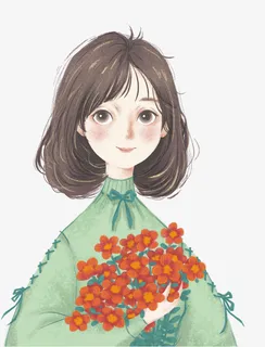 手绘装饰小清新女孩插画素材免抠 手绘装饰小清新女孩插画素材免抠