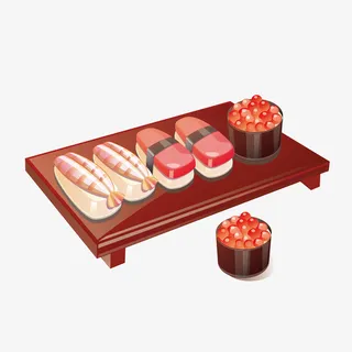 卡通桌子上的三文鱼免抠