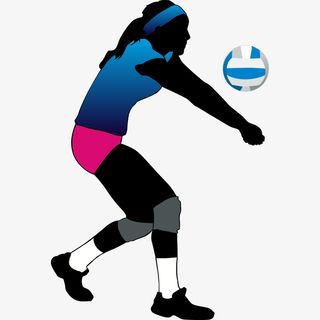 手绘卡通人物打排球免抠