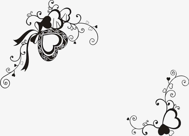 心形抽象风格艺术花纹对角花免抠