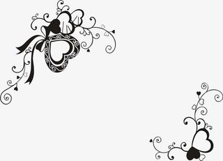 心形抽象风格艺术花纹对角花免抠