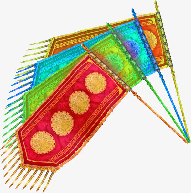 彩色红旗招聘展架免抠