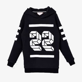 黑色数字22印花卫衣免抠