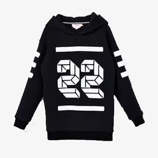 黑色数字22印花卫衣免抠