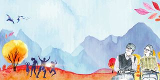 校园主题水彩展板背景高清