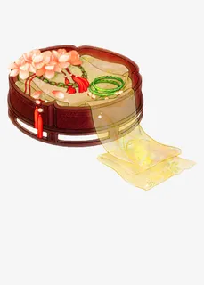 古典手绘木盒首饰装饰图案免抠