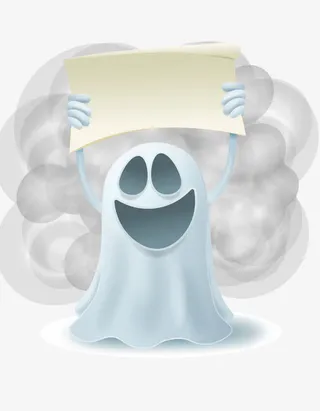 矢量白色举牌大笑万圣节小鬼免抠