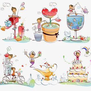 手绘卡通插画免抠