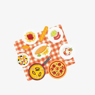 卡通野餐美食素材免抠