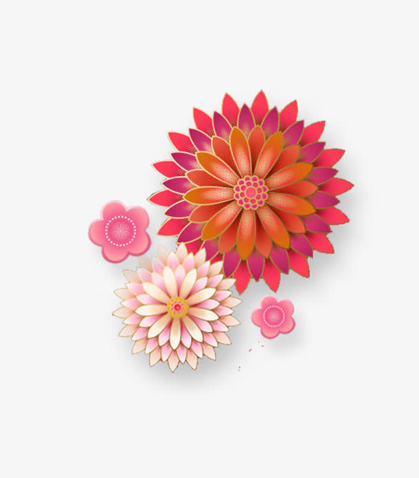 3D立体纸雕花朵装饰免抠