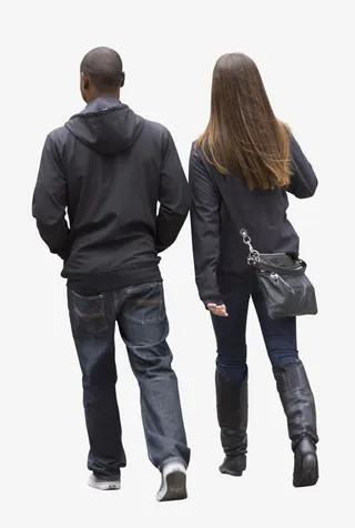 外国人情侣散步背影免抠