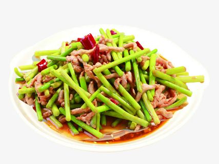 农家小炒蒜苔肉丝免抠