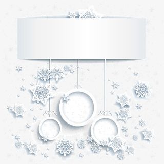 装饰白色雪花吊框标签免抠