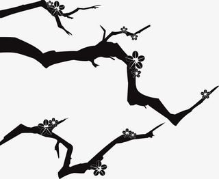 水墨梅花边角装饰免抠