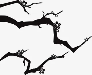 水墨梅花边角装饰免抠