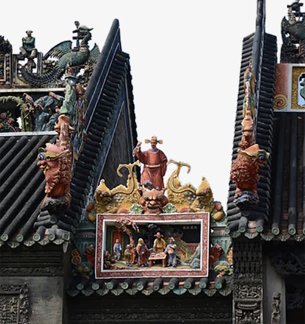 岭南文化屋顶雕塑免抠