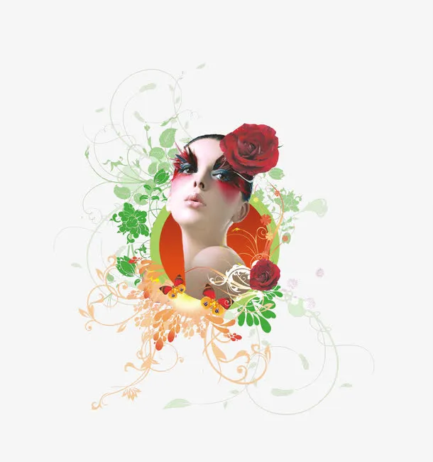 春天美妆植物装饰免抠