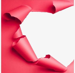 撕碎的红色纸边框免抠