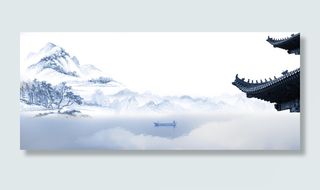 中国风水墨画古韵地产平面广告高清