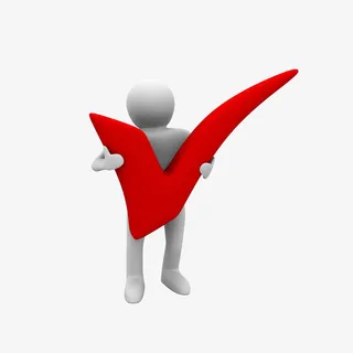 双手拿着对勾符号的立体小人素材免抠