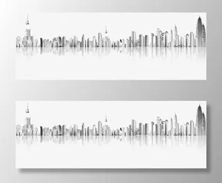 现代城市背景免抠手绘/卡通卡通元素