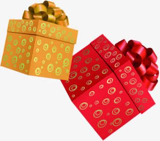 圈圈底纹的礼物盒素材免抠