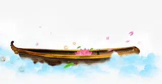 中秋装饰小木船免抠