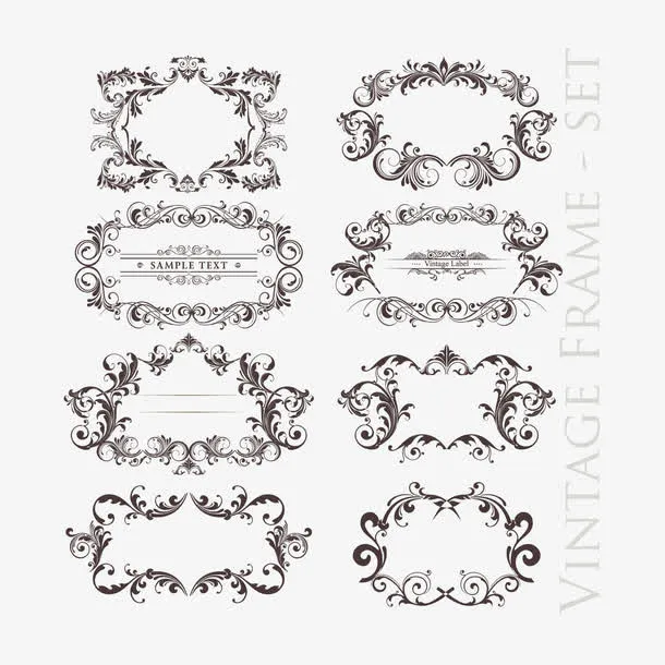 矢量古典复古花纹边框素材免抠