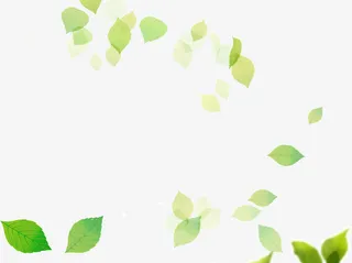 绿色渐变漂浮绿叶免抠