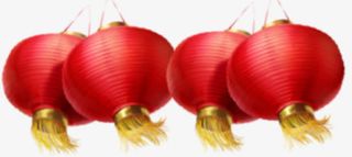 四个大红灯笼免抠