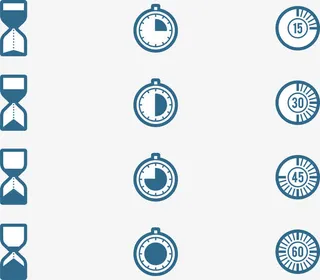 蓝色线条计时器免抠