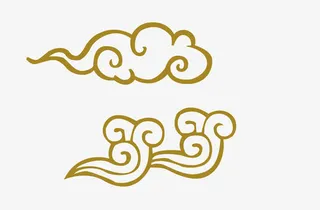 金色古典中国云免抠