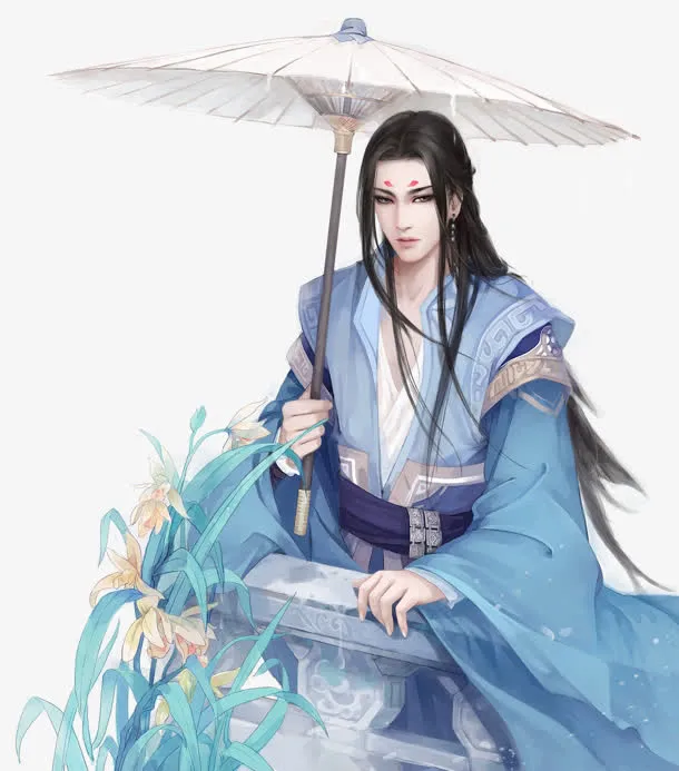 古风立绘撑油纸伞男子帅哥免抠