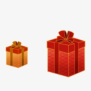 新年卡通插画礼盒免抠