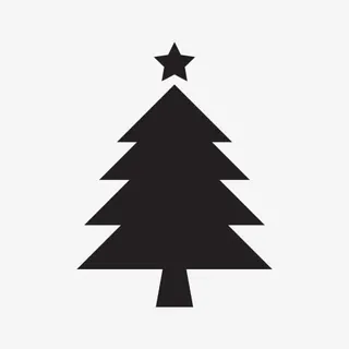 黑色手绘圣诞树节日免抠