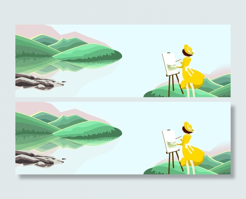 二十四节气立春绿色简约手绘banner高清