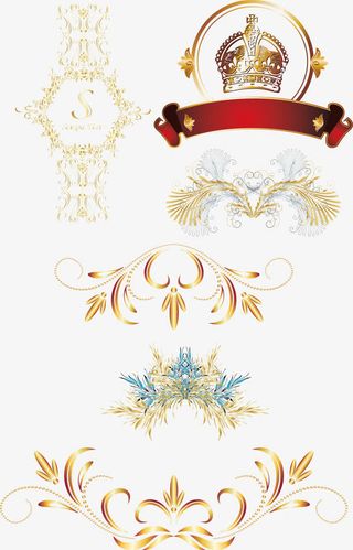 金色纹样华丽花边背景矢量素材