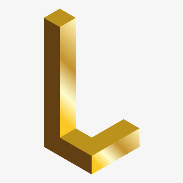 金色c4d英文字母L立体艺术字免抠
